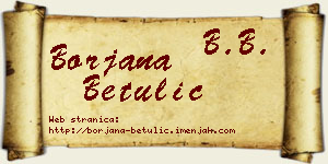 Borjana Betulić vizit kartica